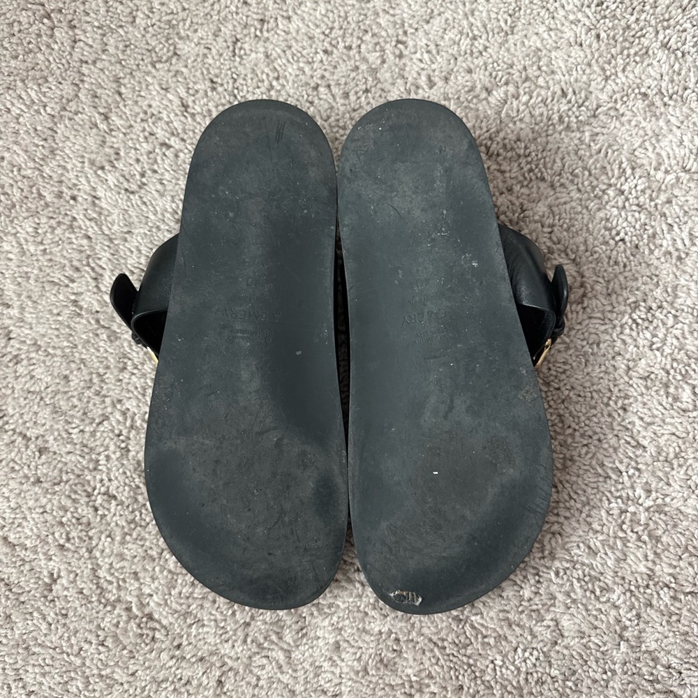A Emery Prince Sandal Black Slide Sandals with Gold Buckle - Picture 5 of 6